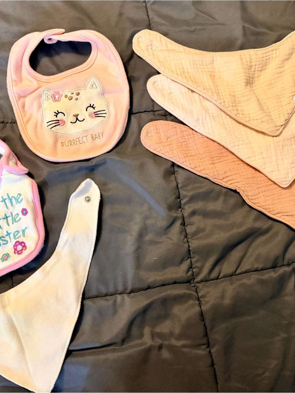 Pink Cat Bib and Muslin Bandana Bibs Set - Kids Accessories